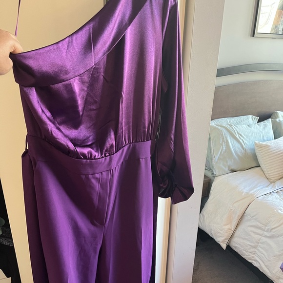 New York & Company Pants - One shoulder purple jumpsuit